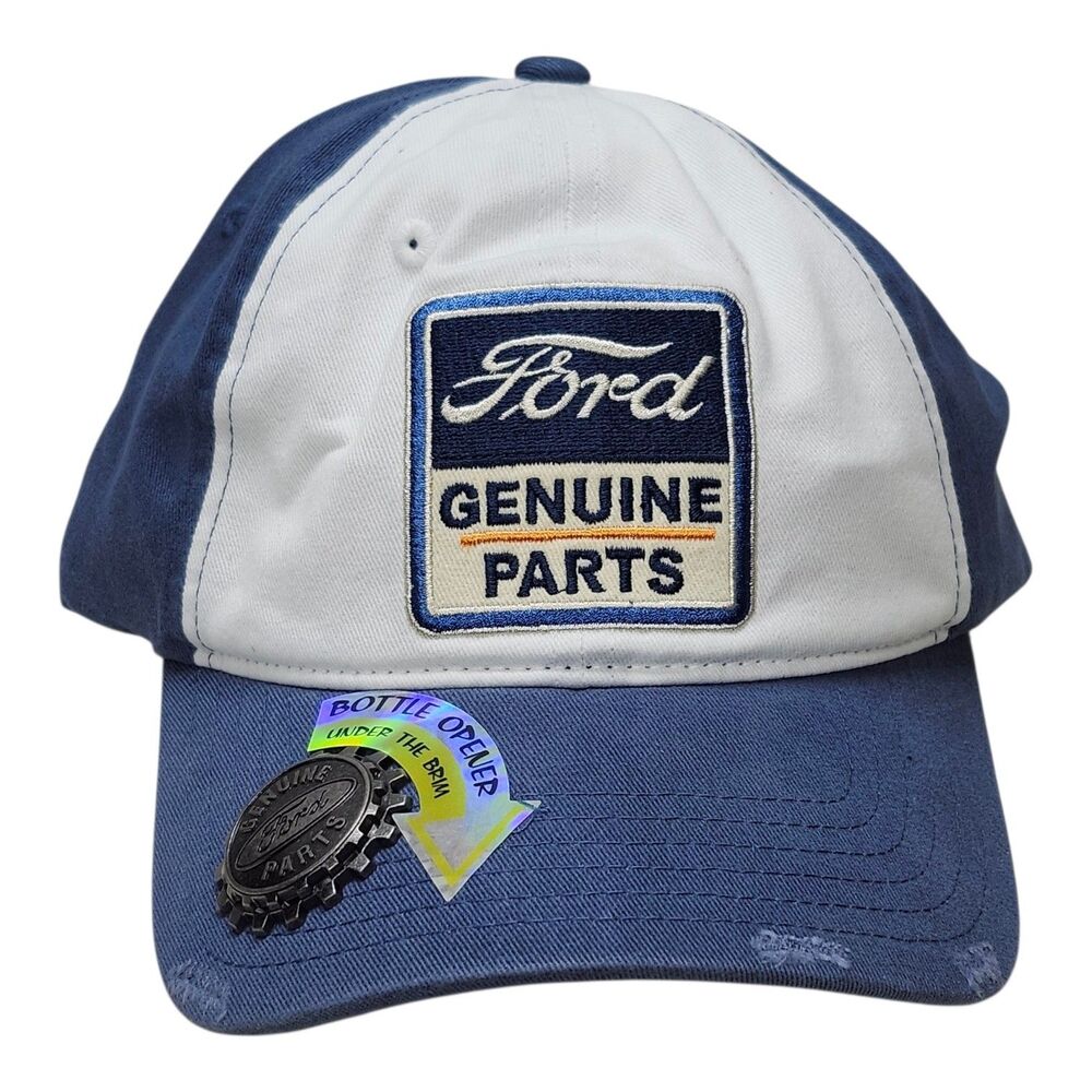 Ford Genuine Parts Blue and White Bottle Opener Baseball Hat Cap, New